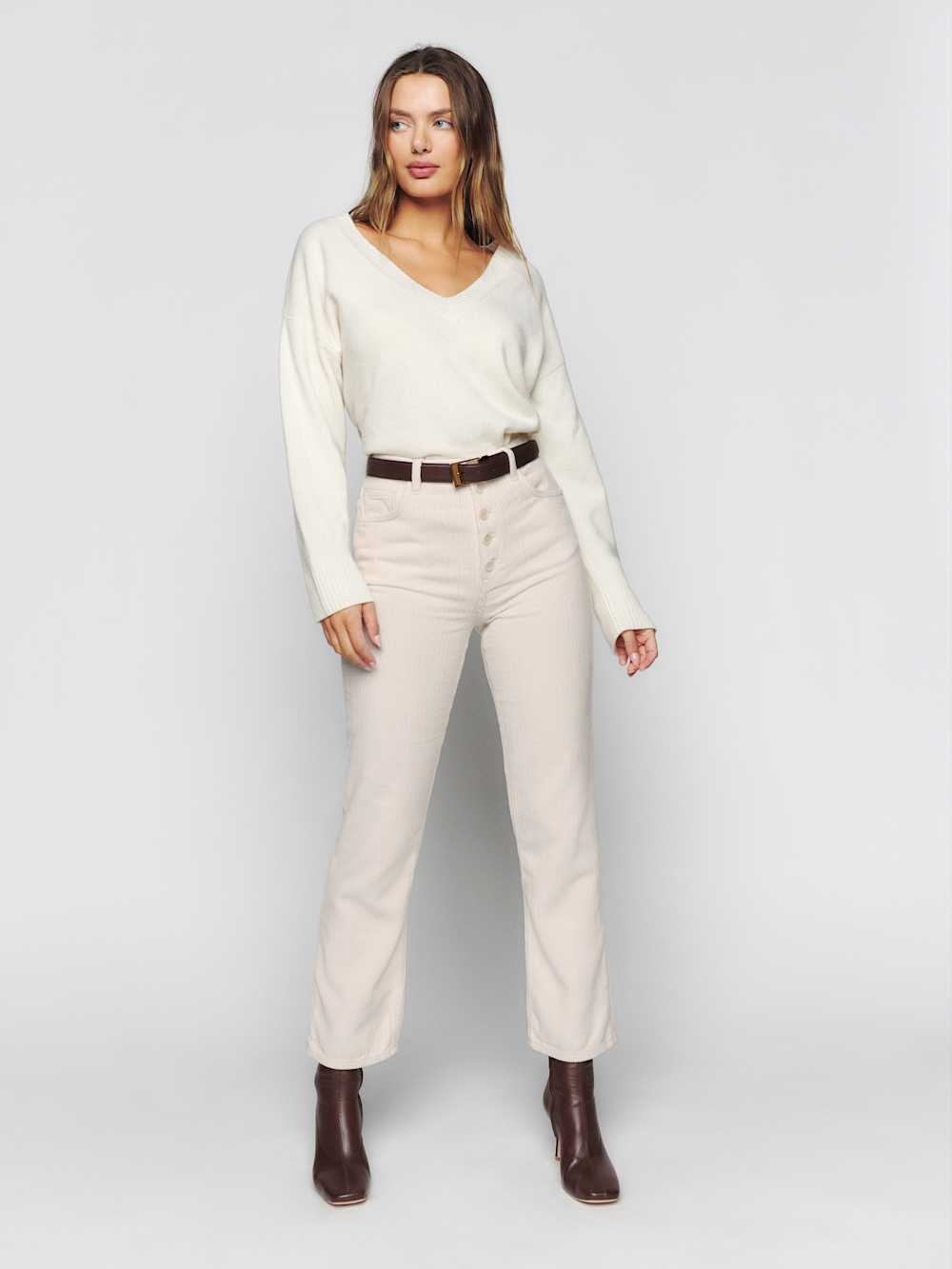 Reformation | Cynthia Button Fly High Rise Straight Corduroy Pants - Size 23